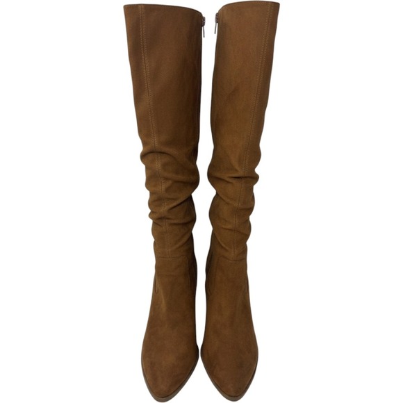 Sun + Stone Shoes - Sun + Stone Womens Cognac‎ Faux Suede Slouchy Block Heel Tall Boots Size 9